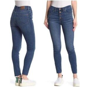 Madewell 9” Mid Rise Button Fly Raw Hem Skinny Jeans - 30